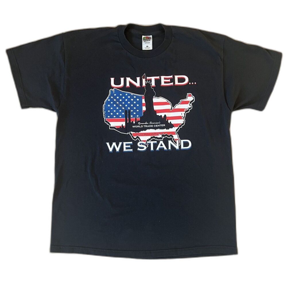 Mens 2001 Y2K American Flag United We Stand Short Sleeve T-Shirt Top Tee sz XL